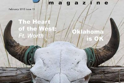 cover of gaycation magazine with a bull skull and horns featuring Oklahoma and Dallas Ft Worth