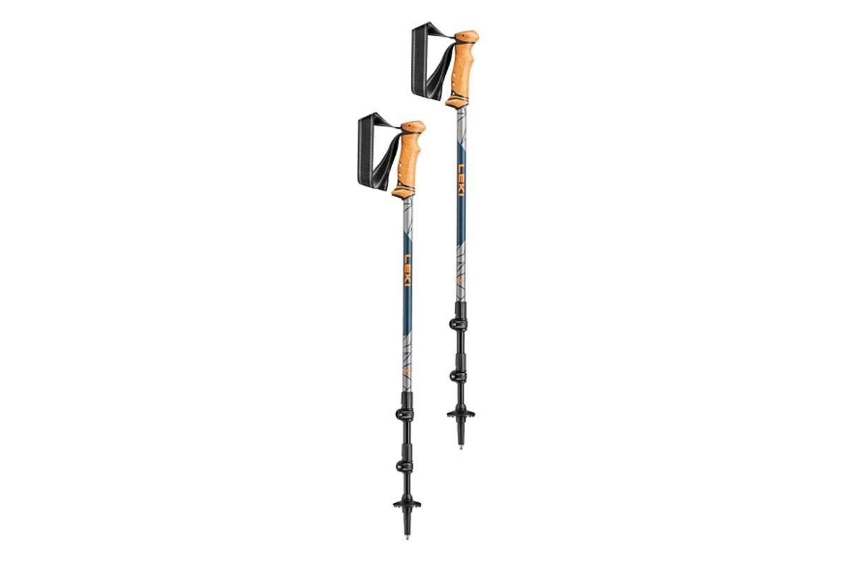 two trekking poles with yellow handles and black straps.
