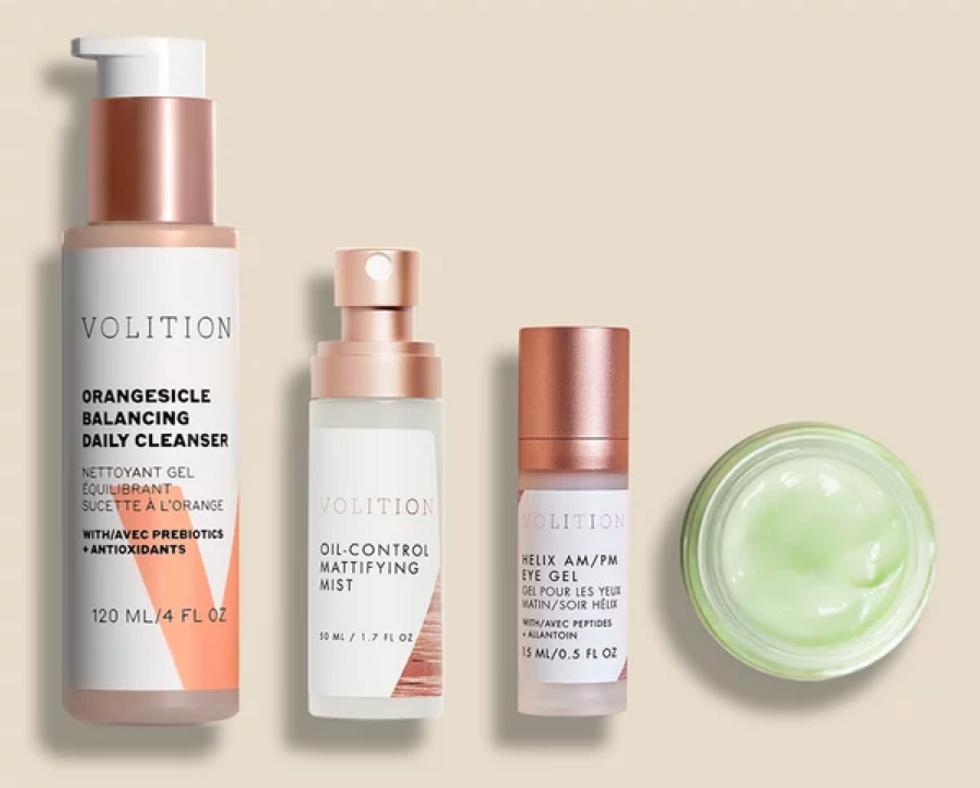 line of skincare products by Volition Beauty.