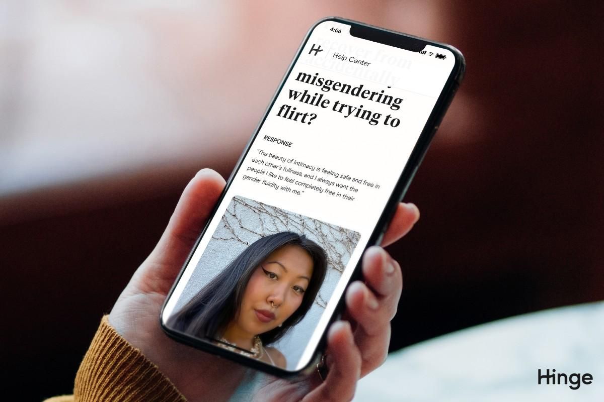hinge NFAQ article being displayed on a smartphone.
