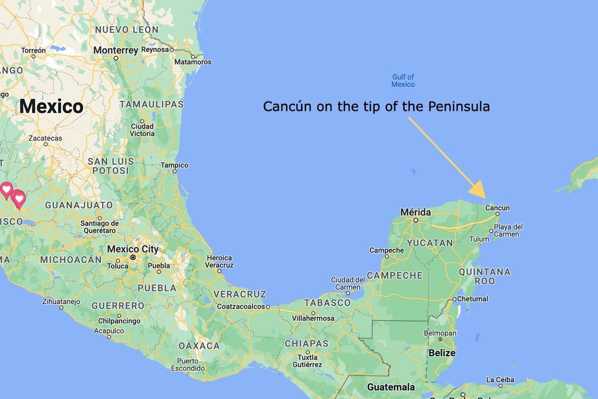 map location of Canc\u00fan Mexico