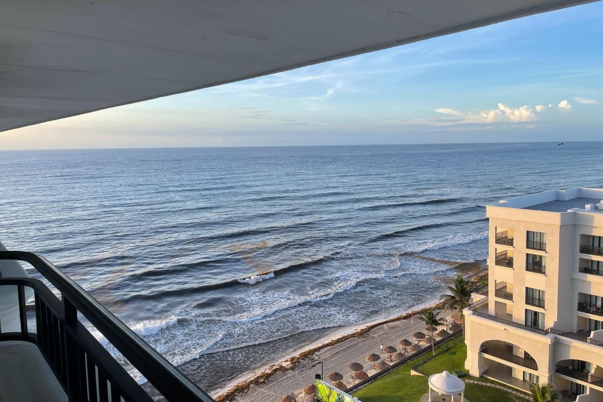 Caribbean Sea from the hotel balcony in Canc\u00fan Mexico