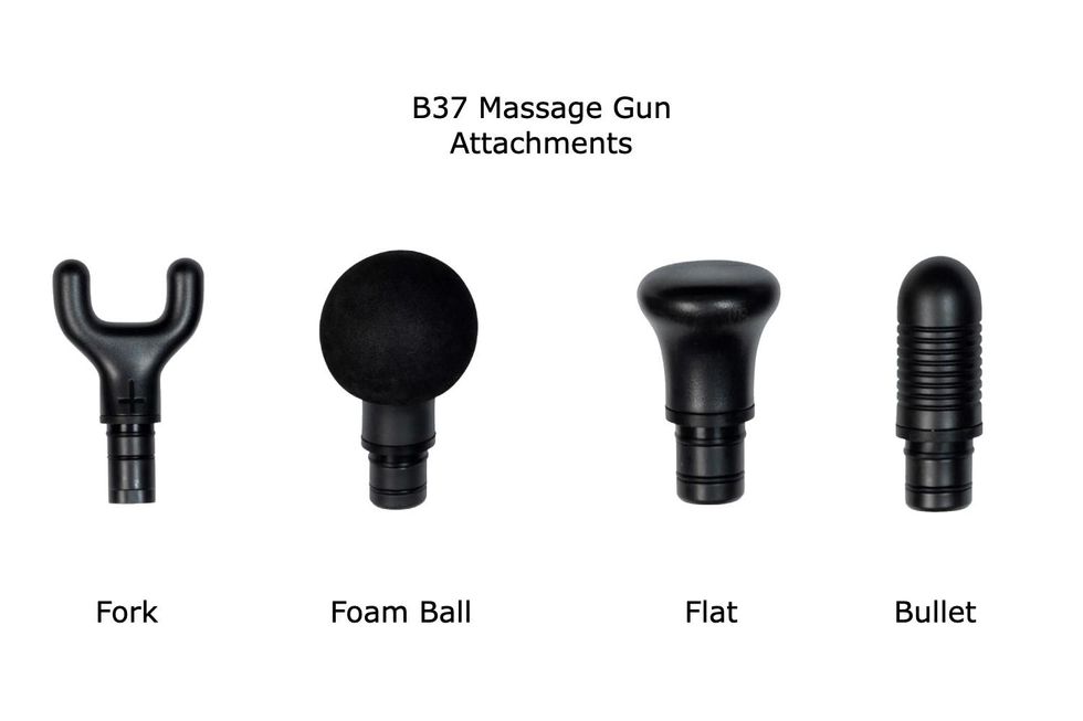 Four attachments for the B37 Massage Gun.