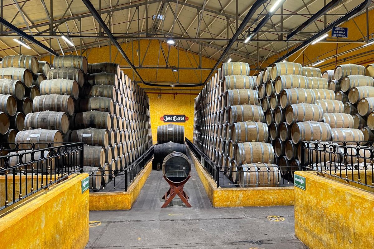 stacked barrels of tequila at the Jos\u00e9 Cuervo distillery La Roje\u00f1a in Tequila Mexico.