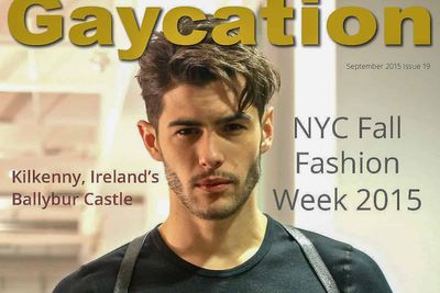 gaycation magazine cover for new york fashion week a man dressed in black with big silver rings on