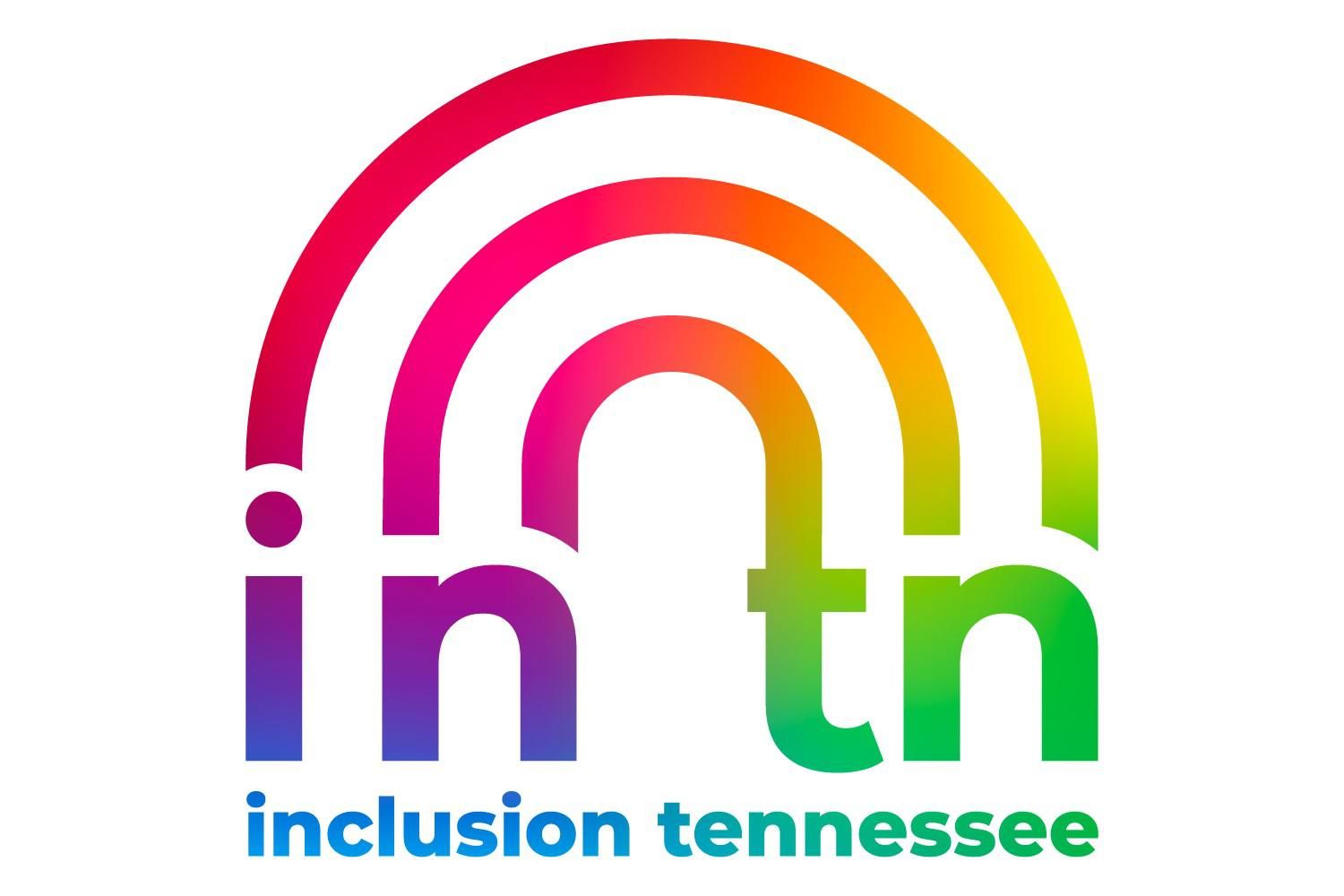 inclusion tennessee logo in the colors and shape of a rainbow.