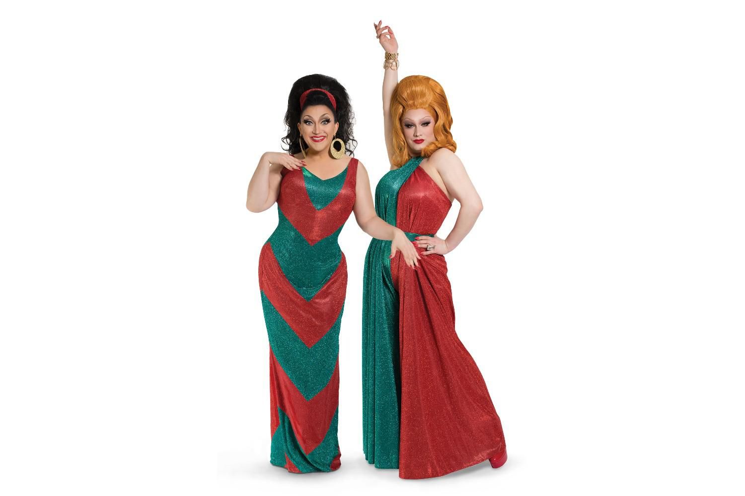 Jinkx Monsoon and BenDeLaCreme posing for their holiday show.