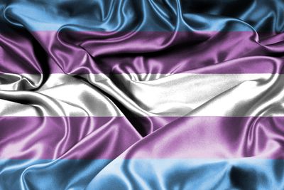 satin transgender flag that is wrinkled.